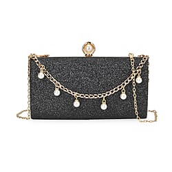 Leatherette Clutch Bag with Necklace & Bracelet (Size 22x12x4 cm) - Champagne
