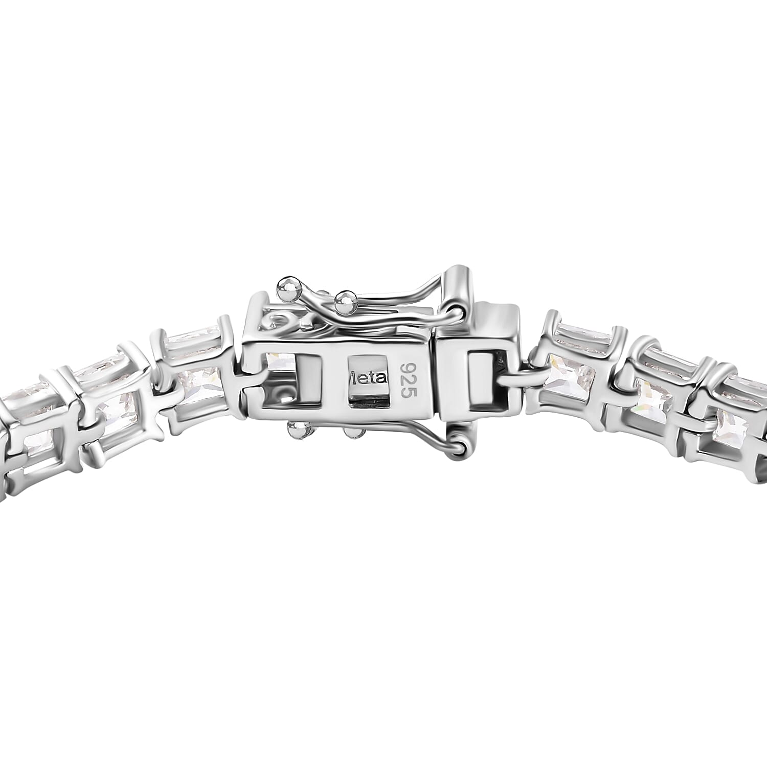 J Francis - Swarovski Zirconia Cluster Bracelet (Size - 7) in Rhodium Overlay Sterling Silver 24.51 Ct.