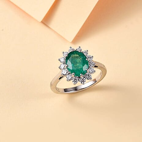 RHAPSODY 950 Platinum AAAA Gemfields Zambian Emerald (2.67 Ct) & Natural Diamond VS-EF (0.59 Ct) Ring 3.26 Ct, Platinum Wt. 6.85 Gms