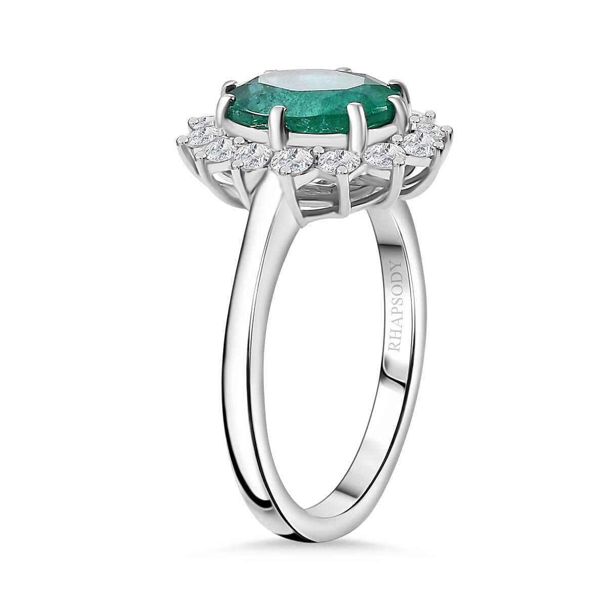 Rhapsody 950 Platinum AAAA Emerald & White Diamond VS-EF Halo Ring ...