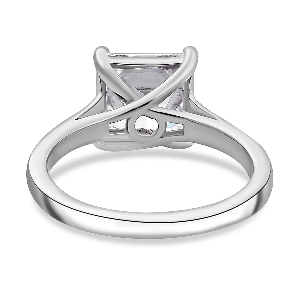J Francis - Swarovski Zirconia Solitaire Ring in Rhodium Overlay Sterling Silver 4.81 Ct.