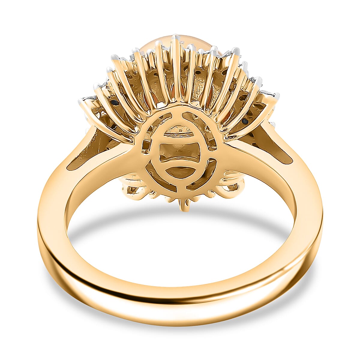 Golden South Sea Pearl, White Diamond Solitaire Ring in 18K Vermeil Yellow Gold Plated Ct 6.83.
