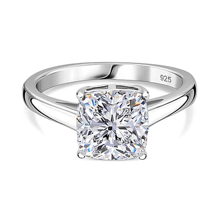 J Francis - SWAROVSKI ZIRCONIA Solitaire Ring in Rhodium Plated Sterling Silver 4.63 ct.