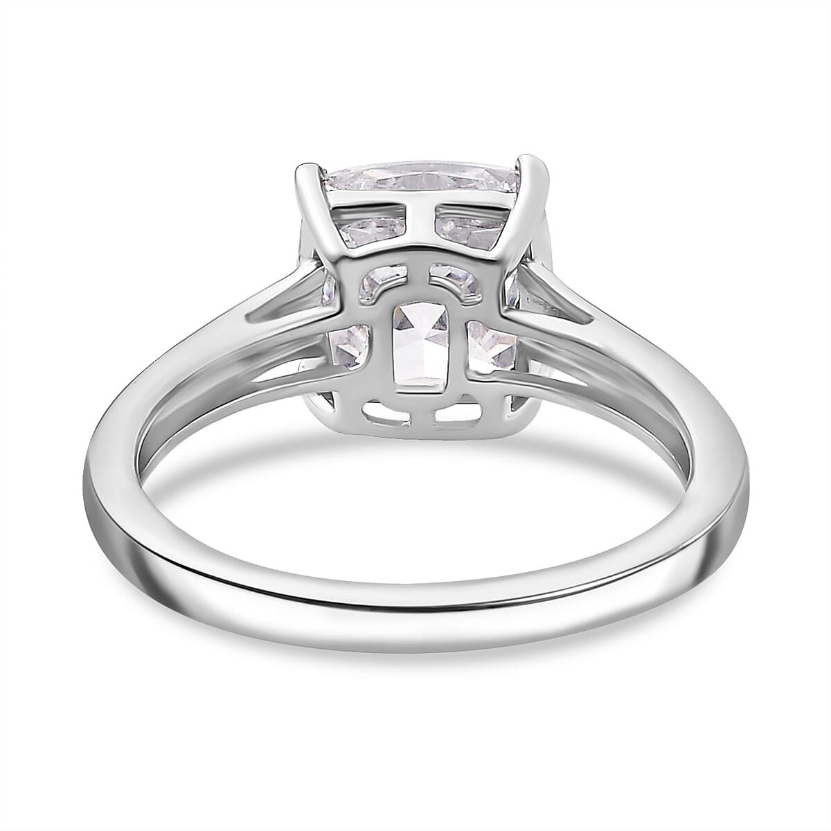 J Francis - Swarovski Zirconia Solitaire Ring in Rhodium Overlay Sterling Silver 4.63 Ct.