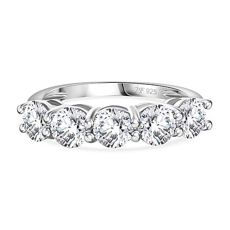 J Francis - SWAROVSKI ZIRCONIA 5-Stone Ring in Rhodium Plated Sterling Silver 3.25 ct.