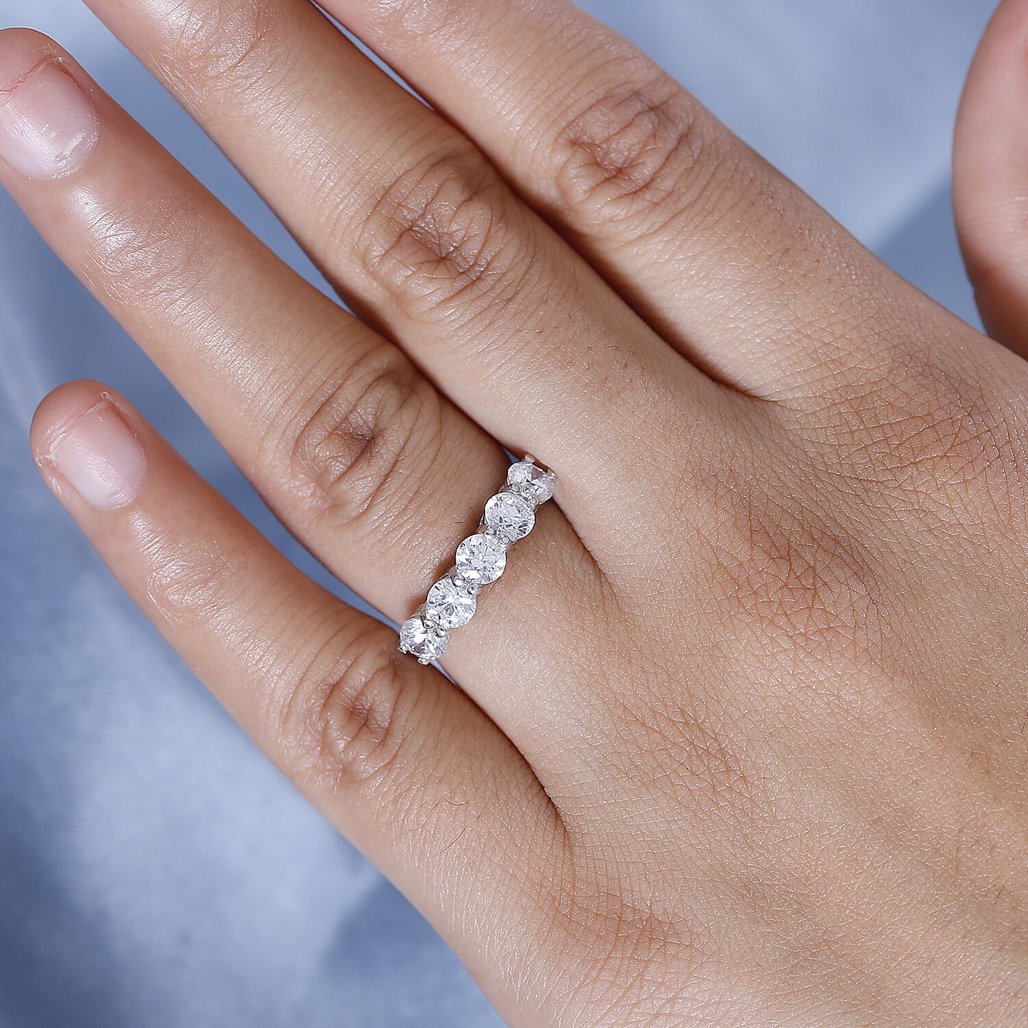 J Francis - Swarovski Zirconia Ring in Rhodium Overlay Sterling Silver 3.25 Ct.