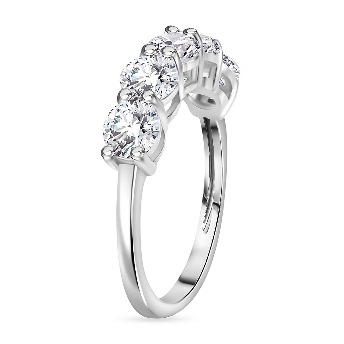 J Francis - Swarovski Zirconia Ring in Rhodium Overlay Sterling Silver 3.25 Ct.