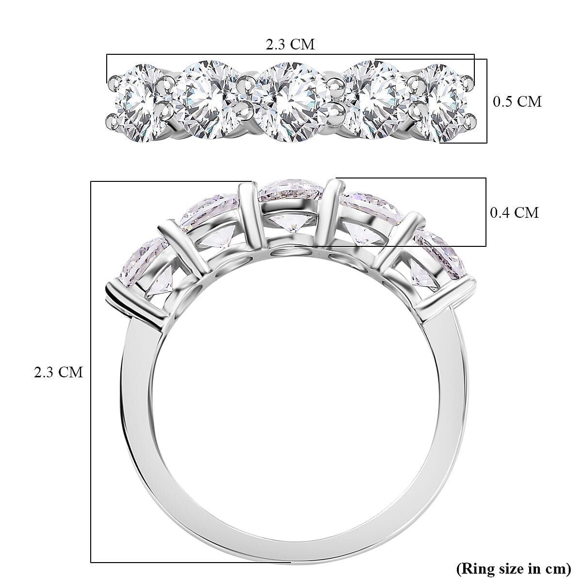 J Francis - Swarovski Zirconia Ring in Rhodium Overlay Sterling Silver 3.25 Ct.