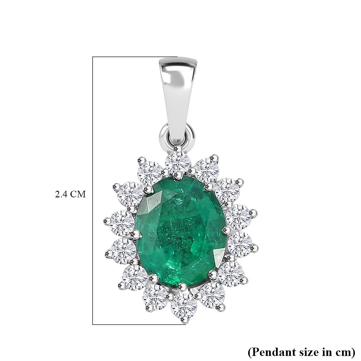 RHAPSODY 950 Platinum AAAA Gemfeilds Zambian Emerald & White Diamond VS-EF Pendant 3.26 Ct
