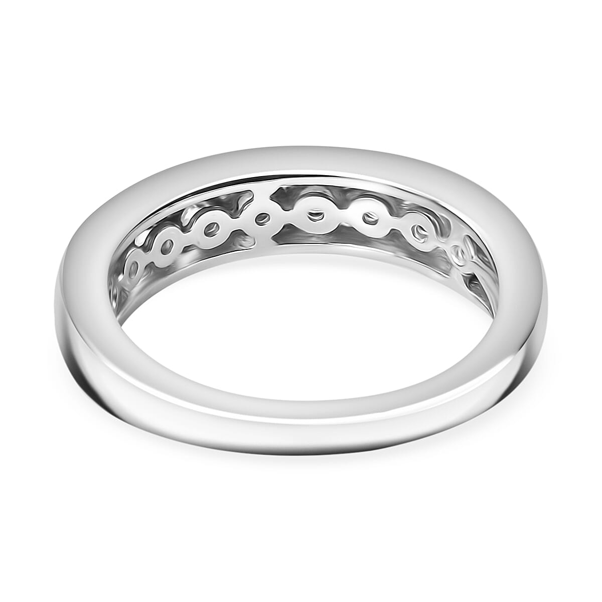 J Francis - Swarovski Zirconia Band Ring in Rhodium Overlay Sterling Silver 1.34 Ct.