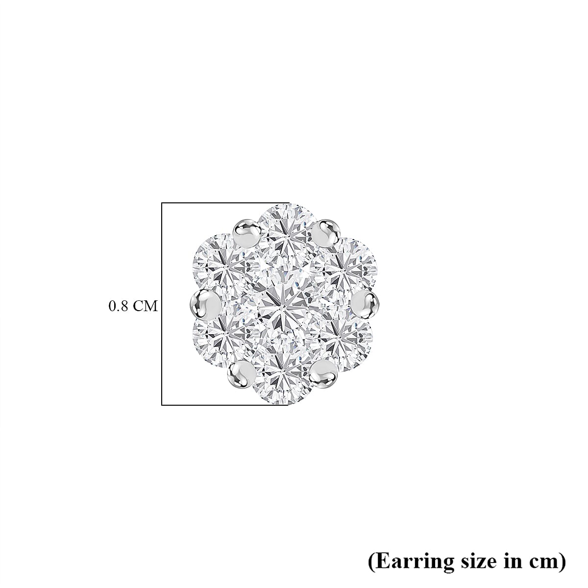 J Francis - Swarovski Zirconia - Cluster Earring With Push BAck in Rhodium Overlay Sterling Silver 1.60 Ct.