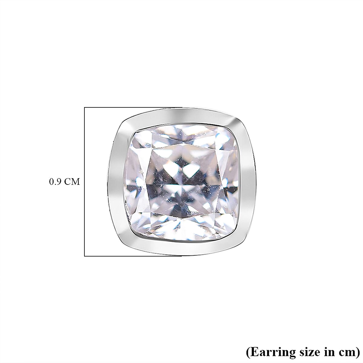 J Francis - Swarovski Zirconia Solitaire Stud Earring With Push Back in Rhodium Overlay Sterling Silver 6.22 Ct.