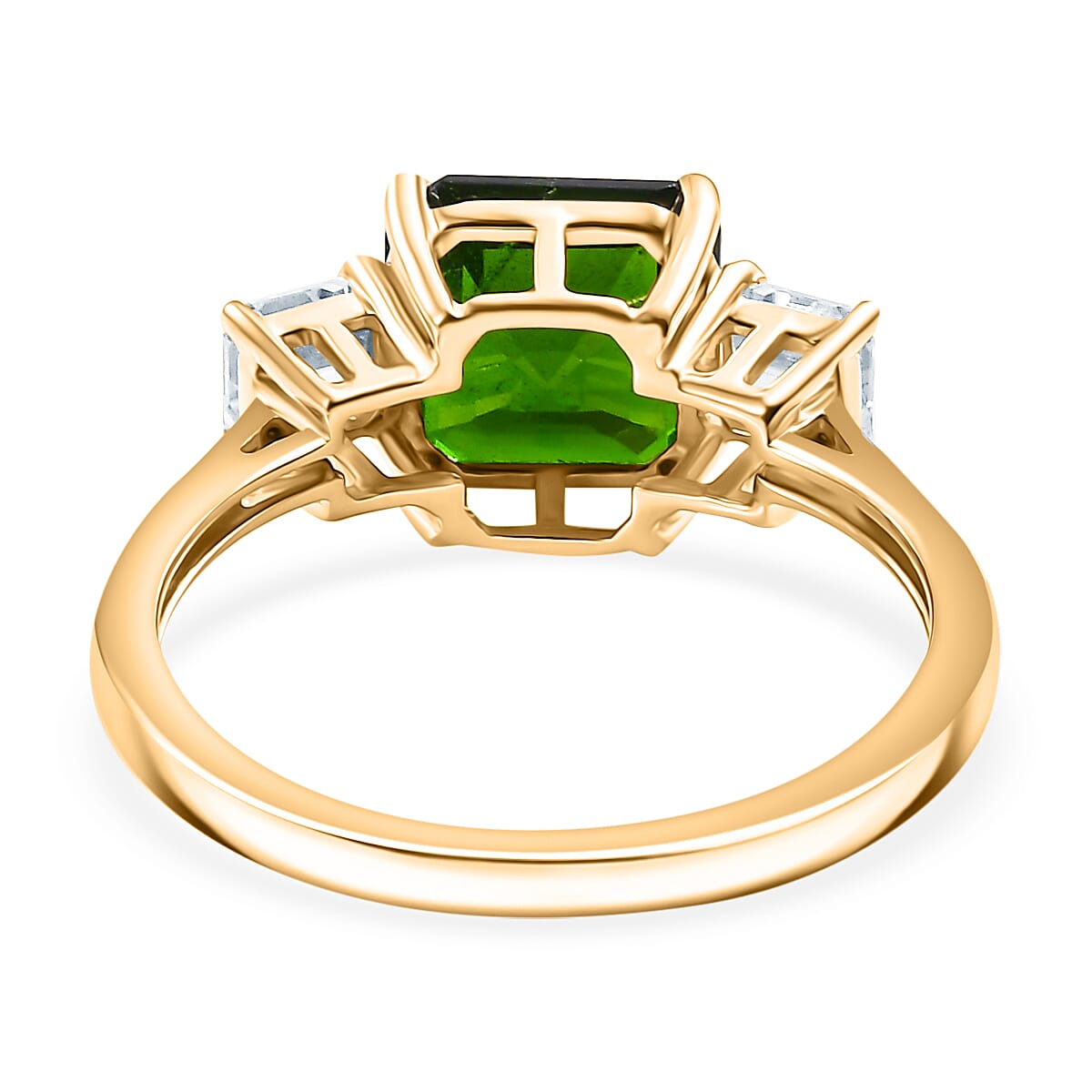9K Yellow Gold Natural Chrome Diopside & Moissanite Solitaire Ring 3.16 Ct. 9K Yellow Gold Natural Chrome Diopside & Moissanite Solitaire Ring 3.16 Ct.