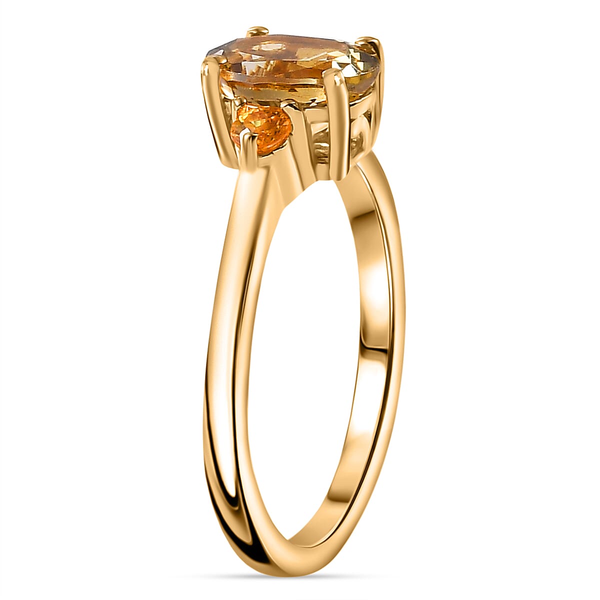 Natural Golden Tanzanite, Yellow Sapphire Ring in 18K Vermeil Yellow Gold Plated Sterling Silver 1.21 Ct.