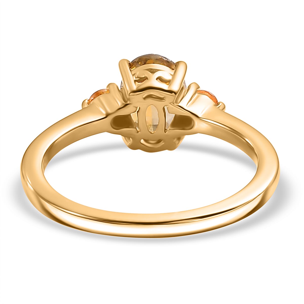 Natural Golden Tanzanite, Yellow Sapphire Ring in 18K Vermeil Yellow Gold Plated Sterling Silver 1.21 Ct.