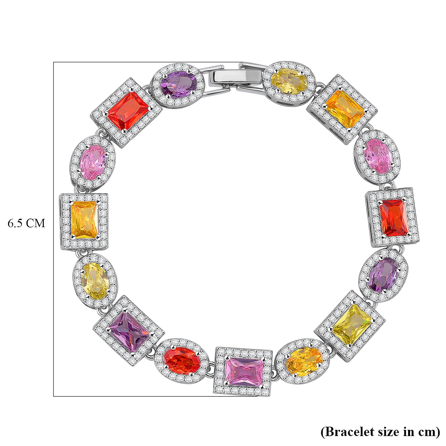 Multi Colour Cubic Zirconia Bracelet (Size - 7.25) 25.0 Ct