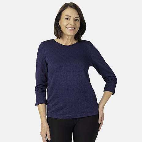 Pure And Natural Auburn Top (Size 10-12) - Navy