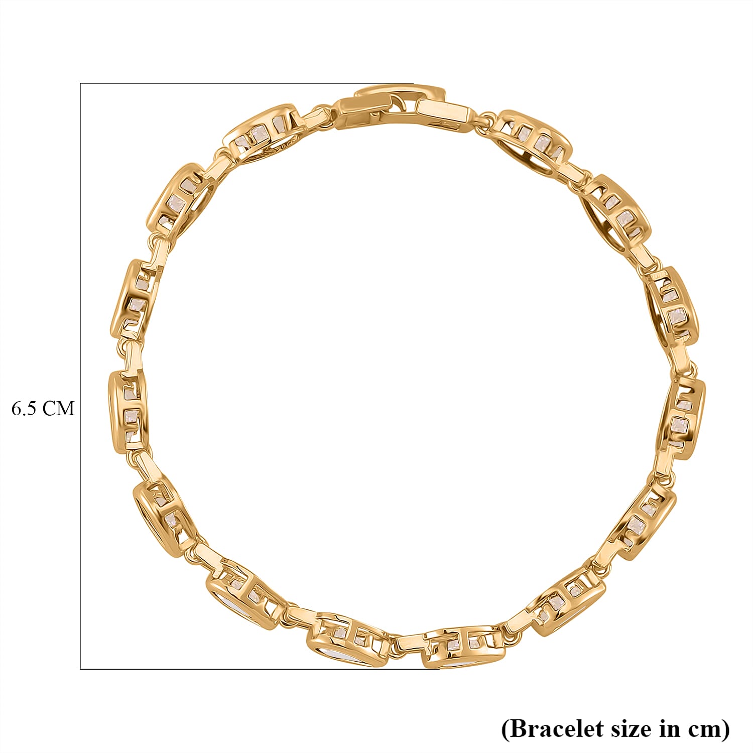 White Cubic Zirconia Bracelet (Size - 7.25) Pure Yellow Brass 15.00 ct
