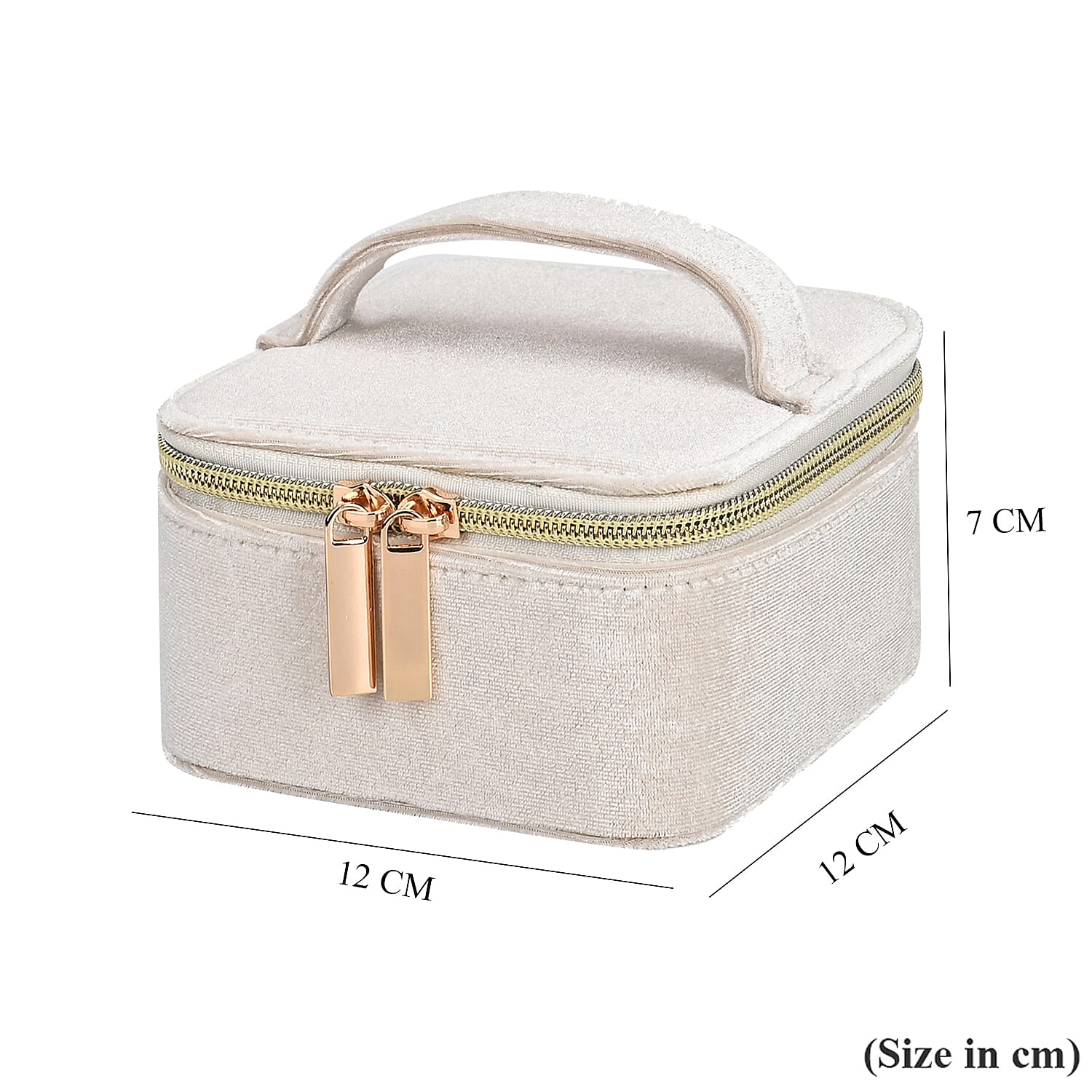 Velvet Jewellery Organiser (Size 12x12x7 cm) - Cream Velvet Jewellery Organiser (Size 12x12x7 cm) - Cream