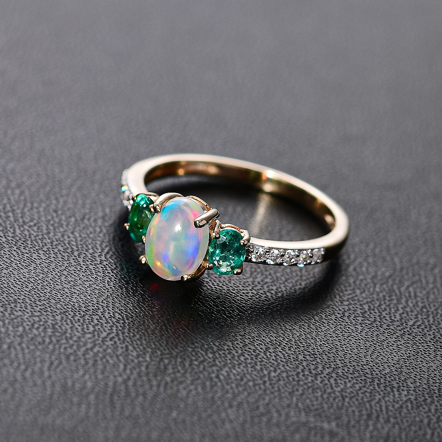 Montepuez Ruby, White Diamond Main Stone With Side Stone Ring in 18K Vermeil Yellow Gold Plated 0.852 Ct.