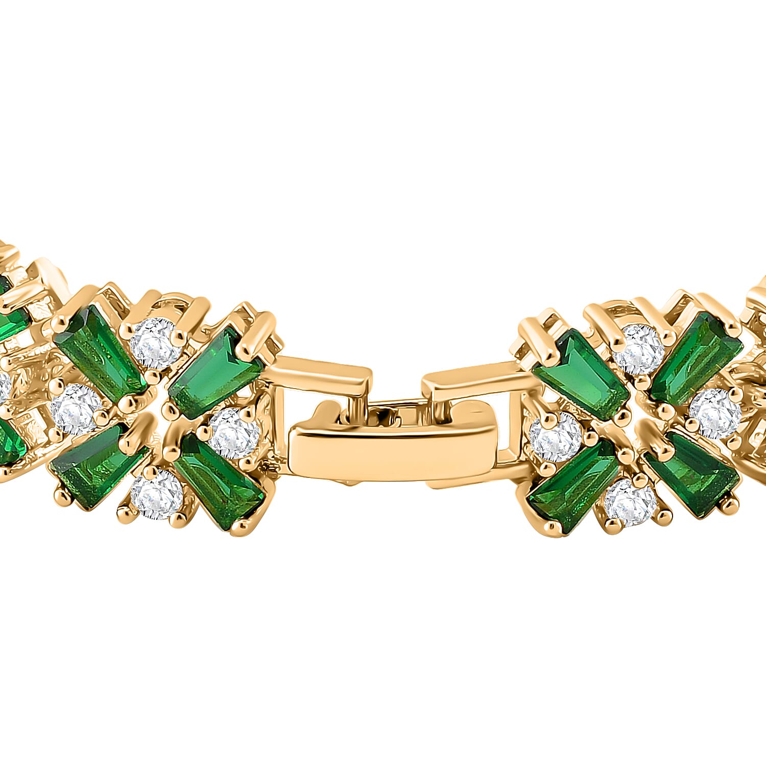 White & Green Cubic Zirconia Bracelet (Size - 7.25) in Yellow Gold Tone 30.0 Ct