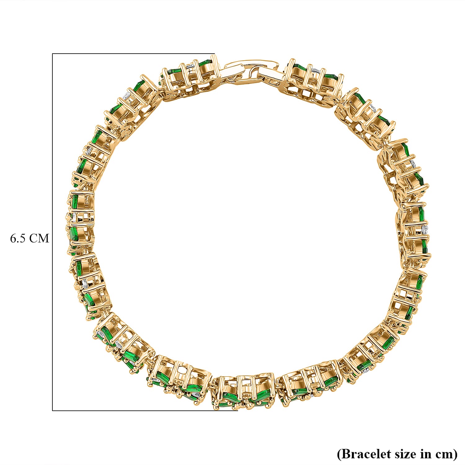 White & Green Cubic Zirconia Bracelet (Size - 7.25) in Yellow Gold Tone 30.0 Ct