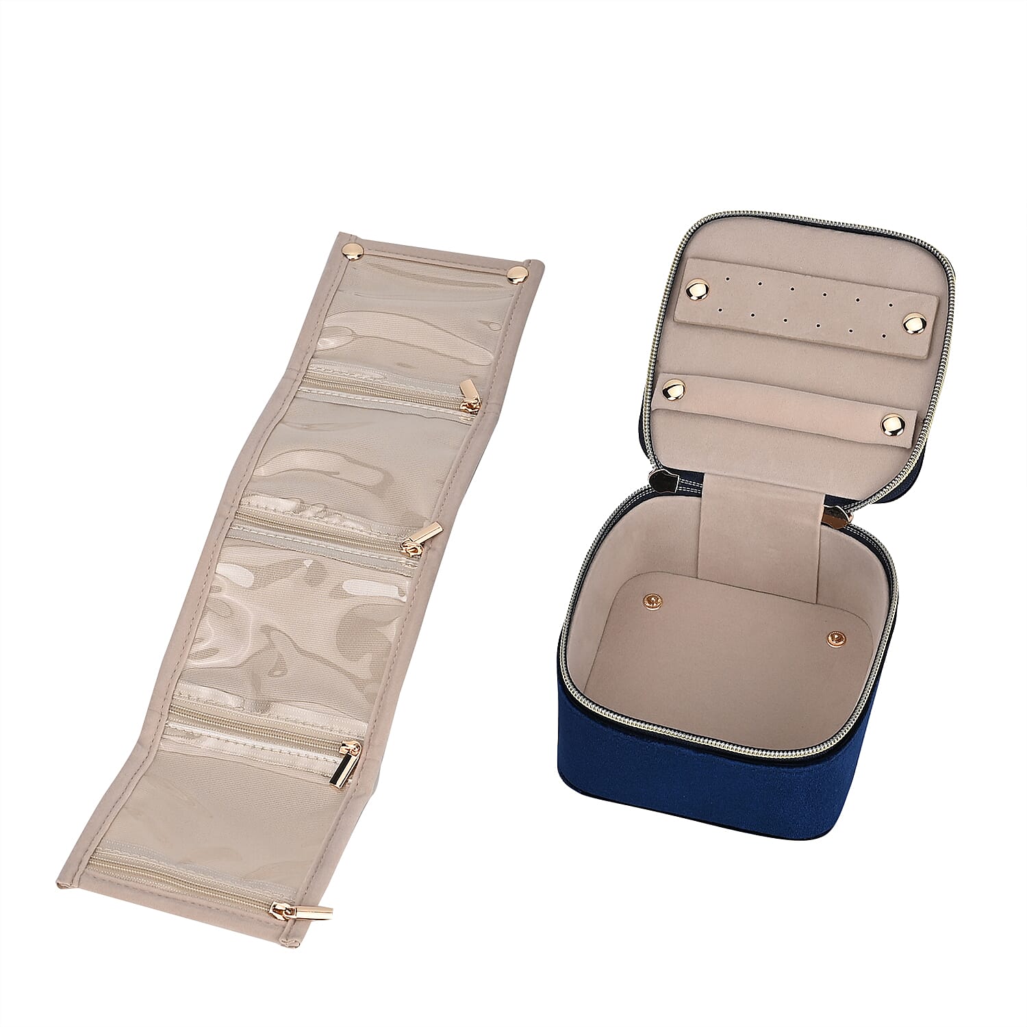 Velvet Jewellery Organiser (Size 12x12x7 cm) - Navy