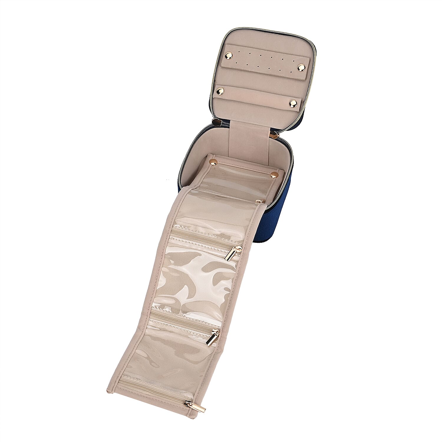 Velvet Jewellery Organiser (Size 12x12x7 cm) - Navy