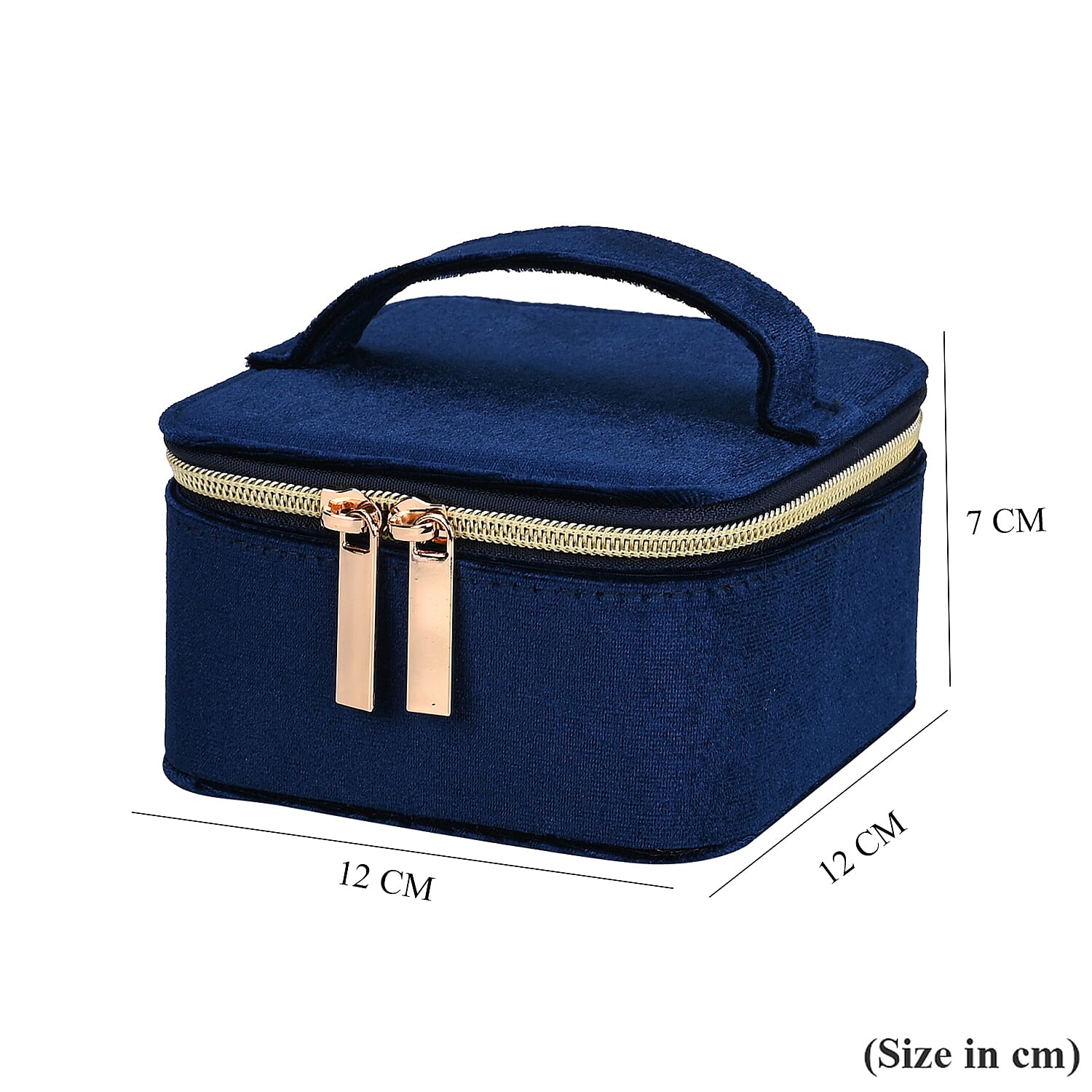 Velvet Jewellery Organiser (Size 12x12x7 cm) - Navy