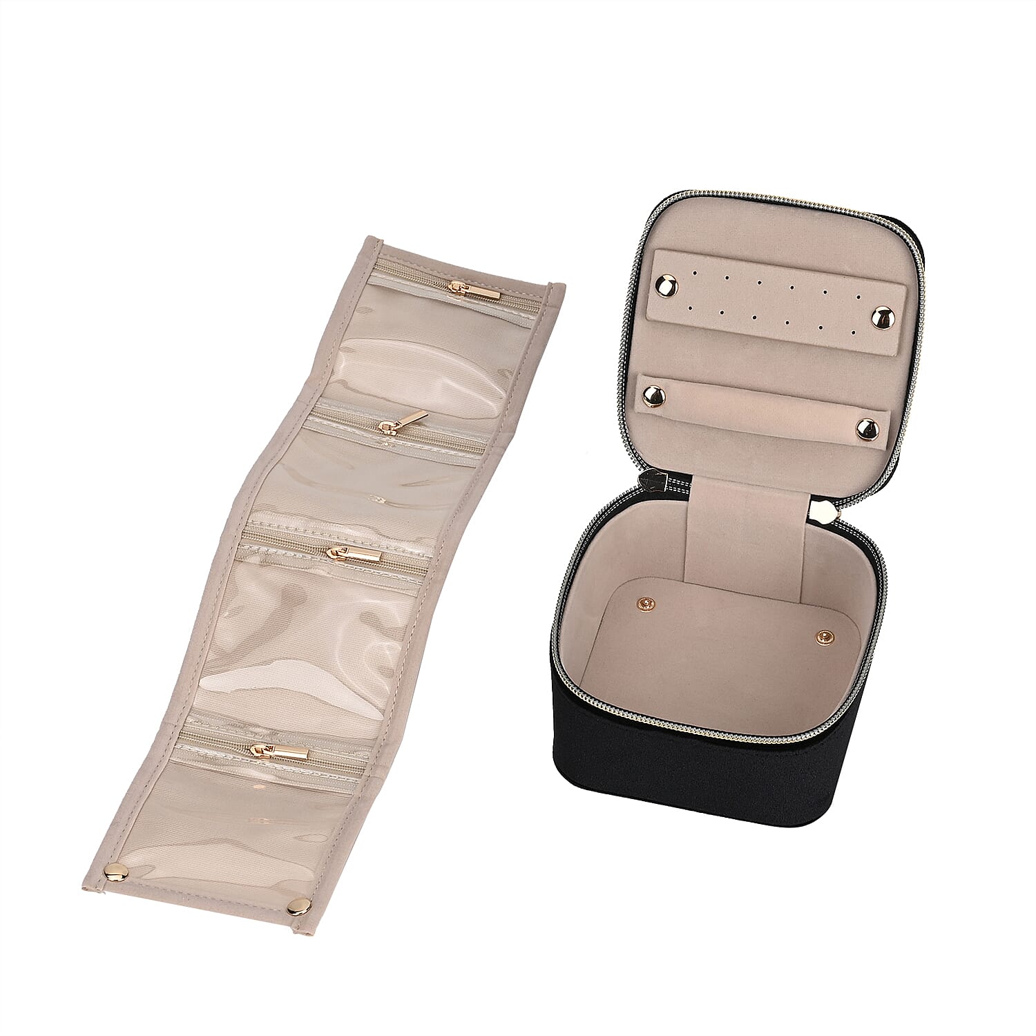 Velvet Jewellery Organiser (Size 12x12x7 cm) - Black