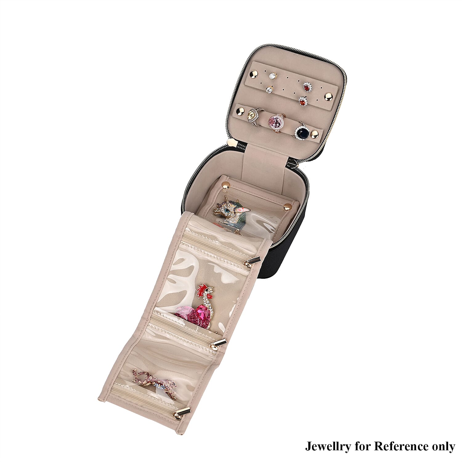 Velvet Jewellery Organiser (Size 12x12x7 cm) - Black