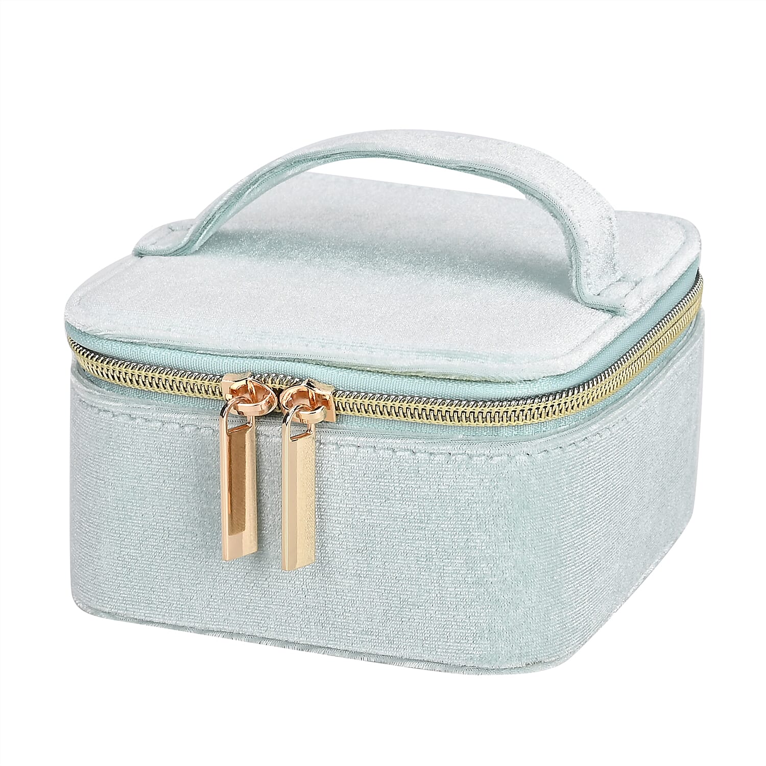 Velvet Jewellery Organiser (Size 12x12x7 cm) - Light Blue