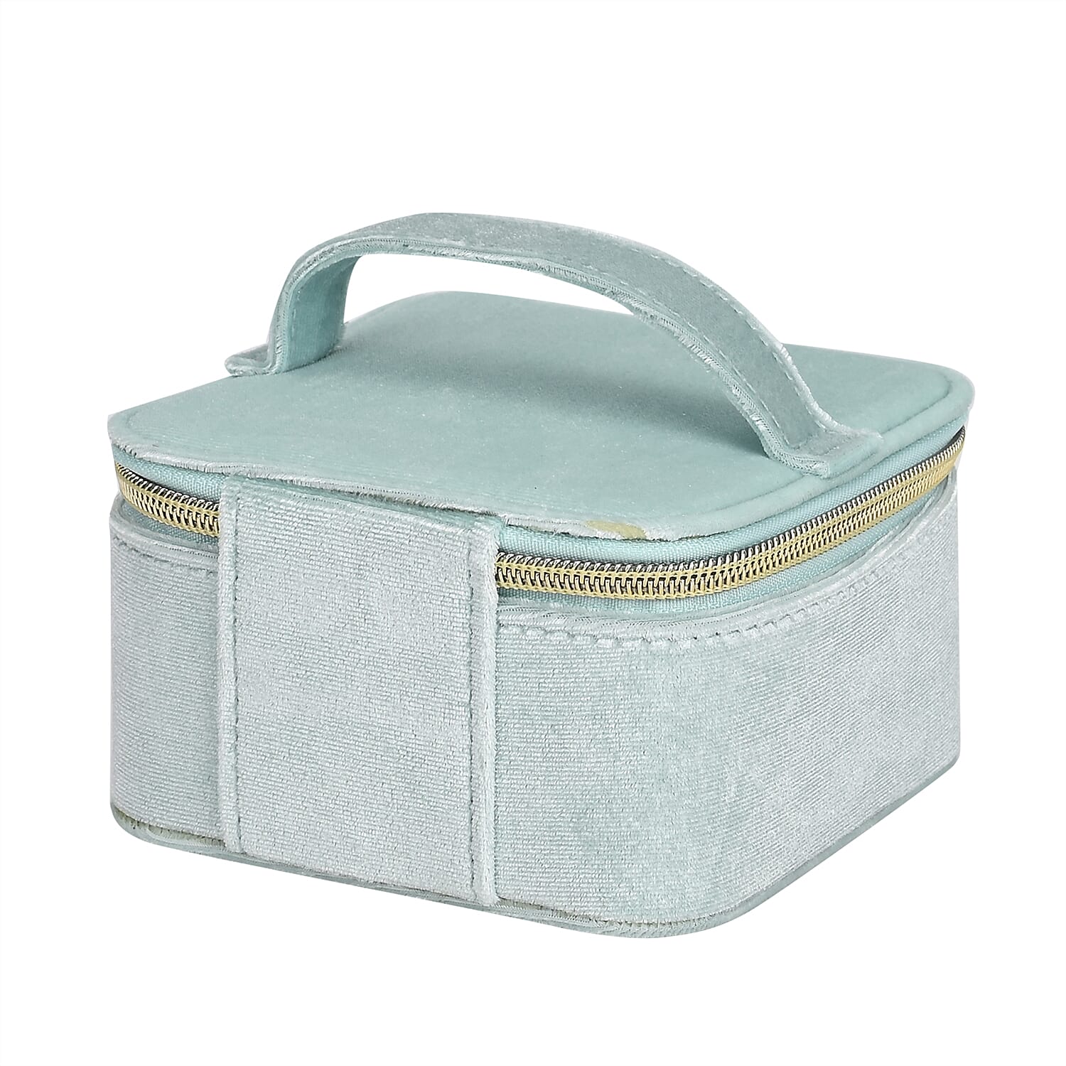 Velvet Jewellery Organiser (Size 12x12x7 cm) - Light Blue