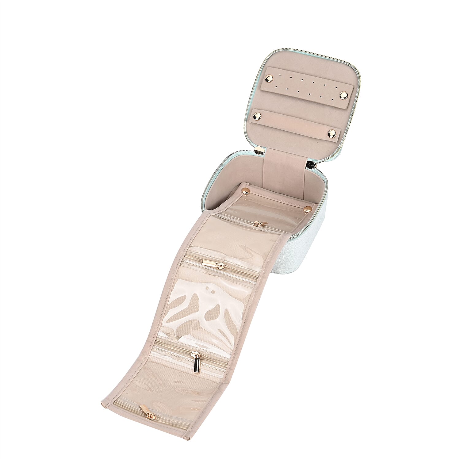 Velvet Jewellery Organiser (Size 12x12x7 cm) - Light Blue