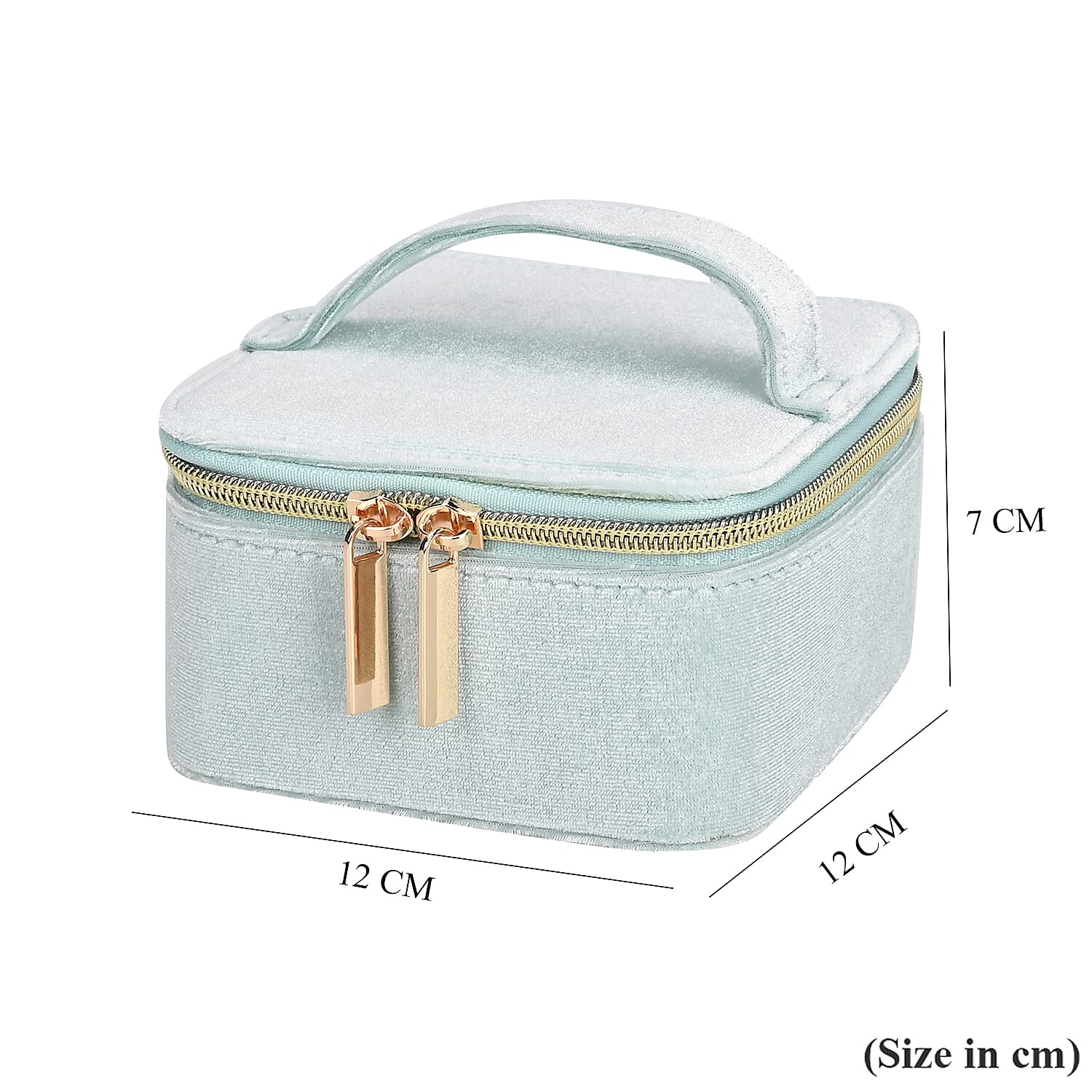 Velvet Jewellery Organiser (Size 12x12x7 cm) - Light Blue