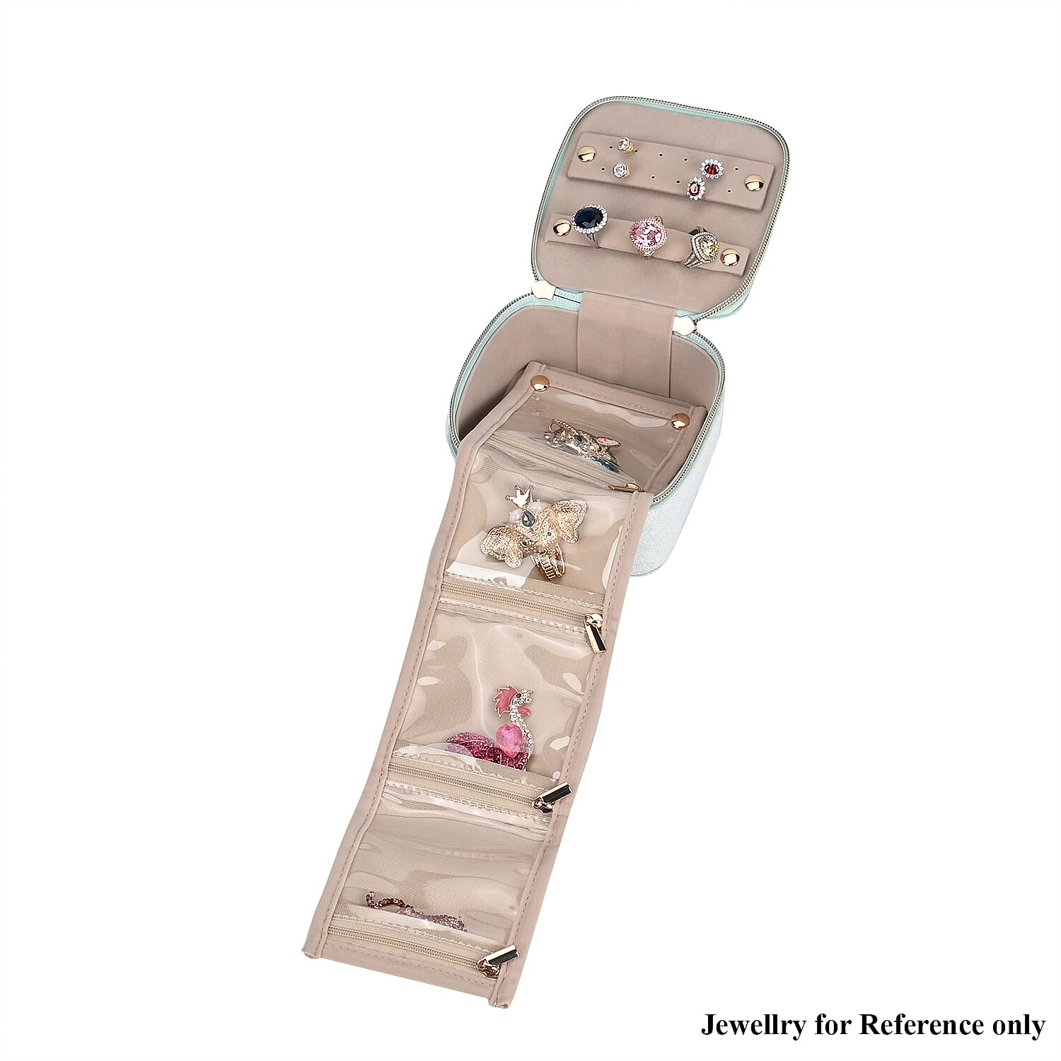 Velvet Jewellery Organiser (Size 12x12x7 cm) - Light Blue