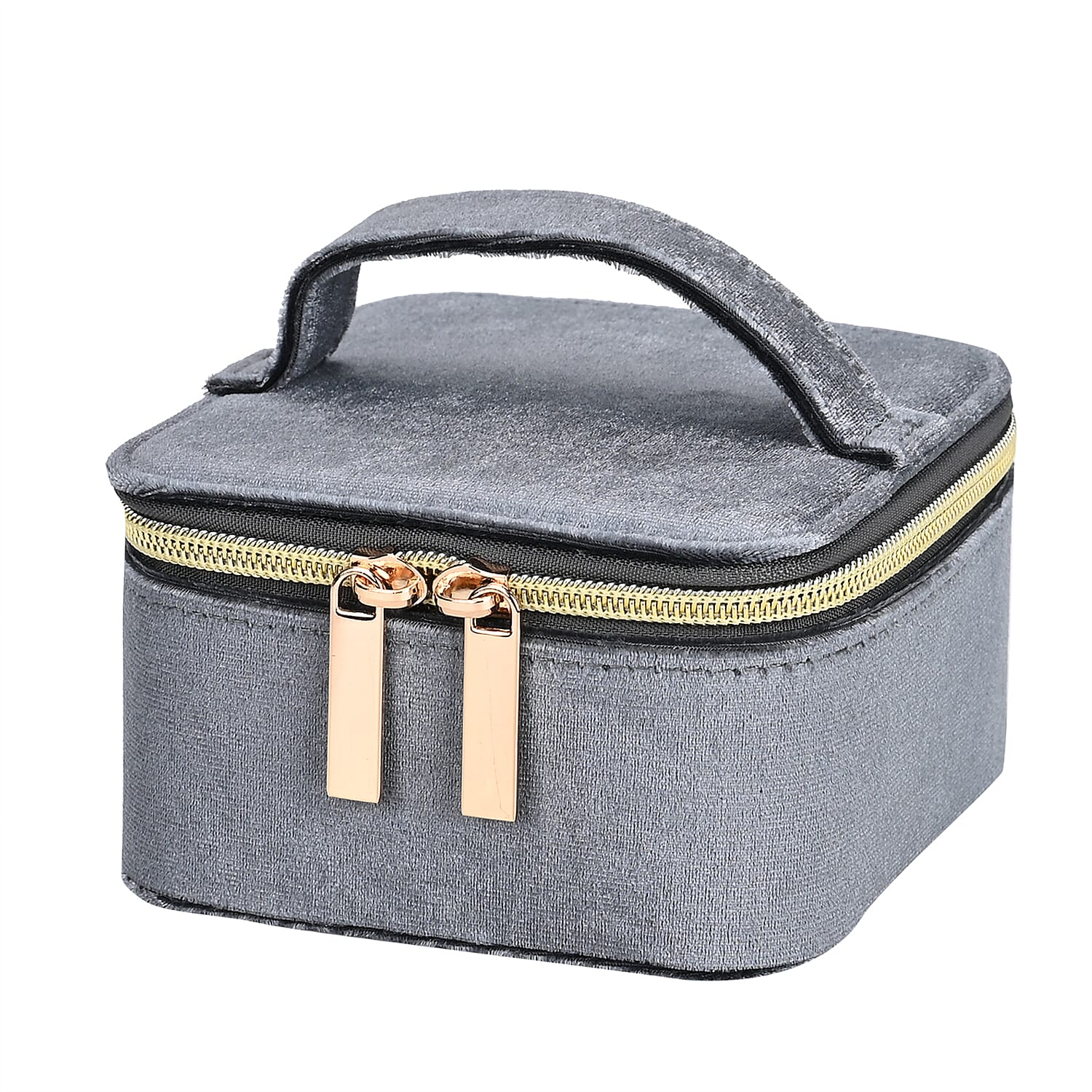 Velvet Jewellery Organiser (Size 12x12x7 cm) - Grey