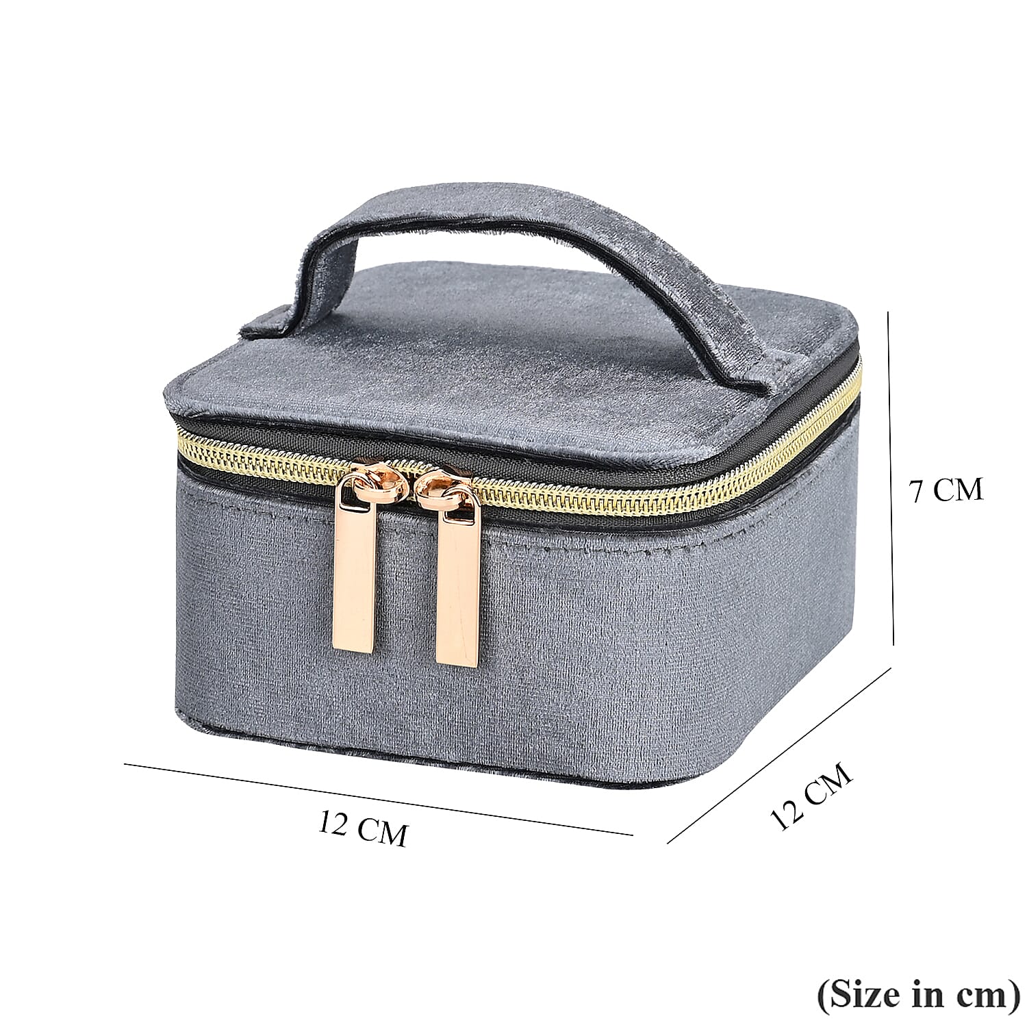 Velvet Jewellery Organiser (Size 12x12x7 cm) - Grey