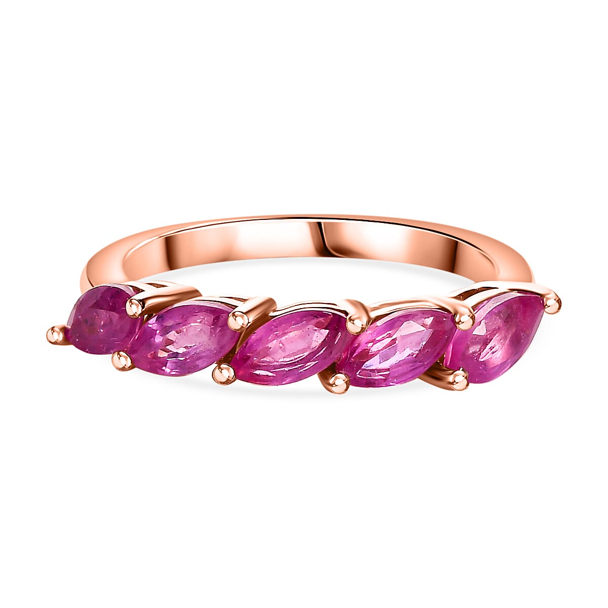 Fissure Filled Pink Sapphire  Band Ring in 18K Vermeil Rose Gold Plated 1.81Ct