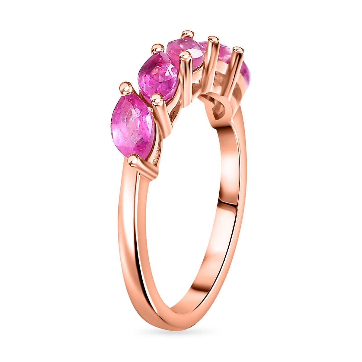 Fissure Filled Pink Sapphire  Band Ring in 18K Vermeil Rose Gold Plated 1.81Ct