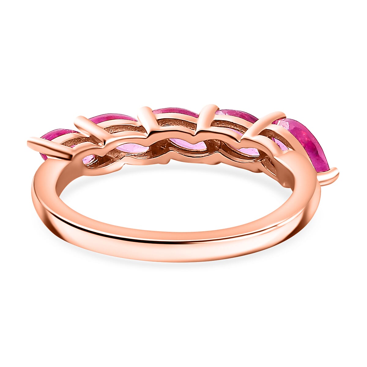 Fissure Filled Pink Sapphire  Band Ring in 18K Vermeil Rose Gold Plated 1.81Ct