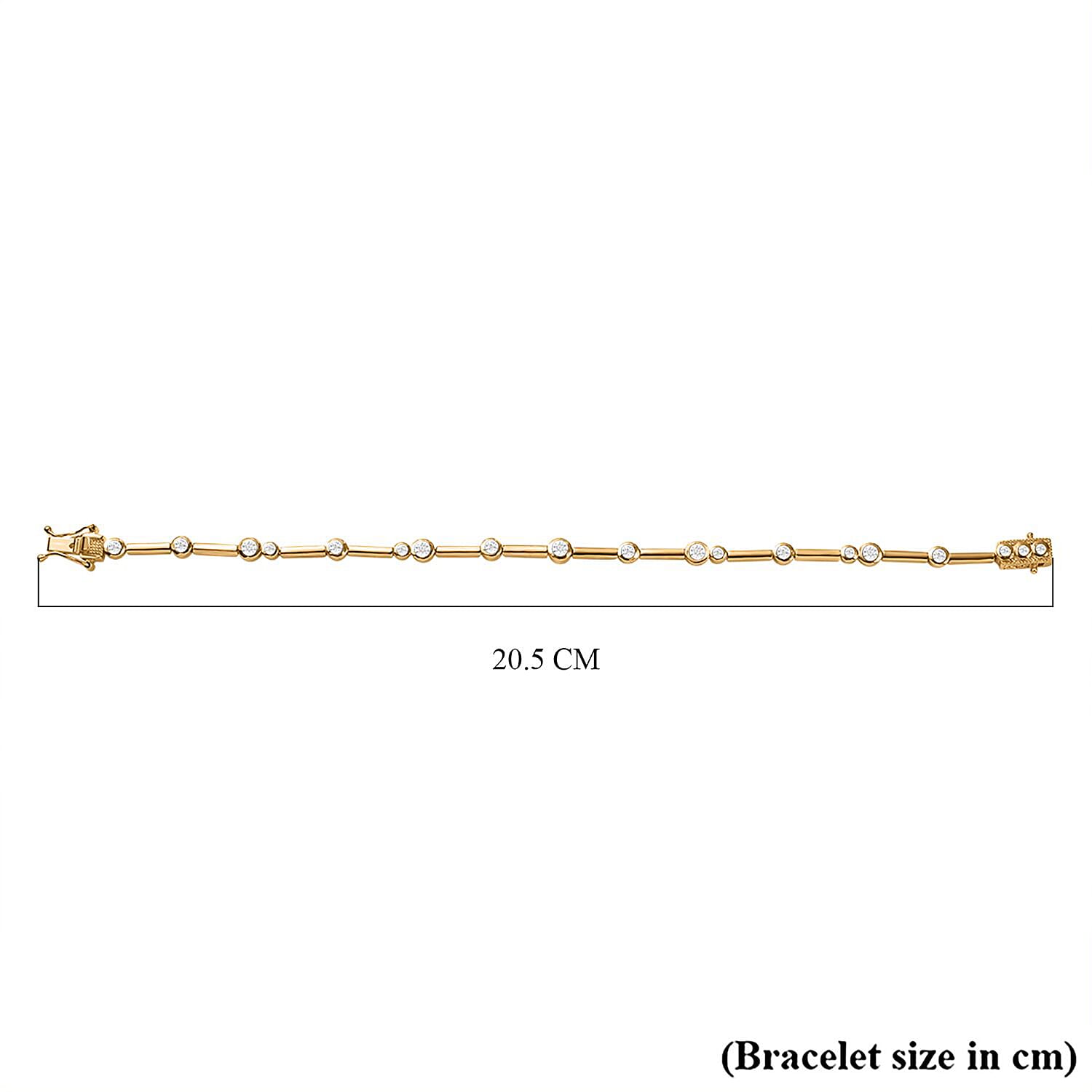Natural White Diamond Bubble Station Bracelet (Size 7.5) in Yellow Gold Plated with GB Lock Box