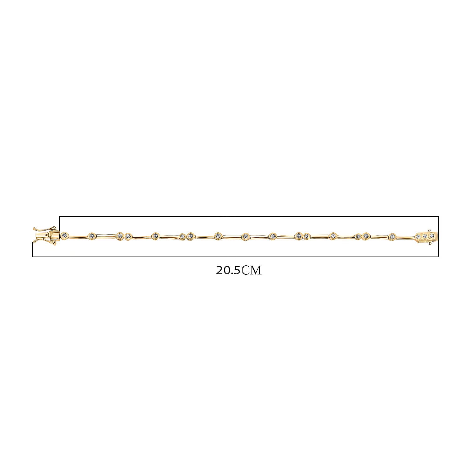 Natural White Diamond Bubble Station Bracelet (Size 7.5) in Yellow Gold Plated with GB Lock Box