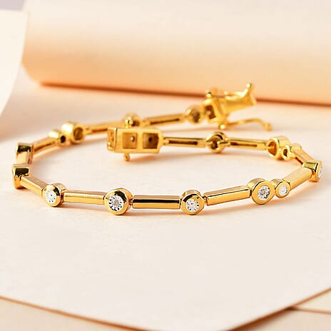 Designer Inspired Close Out Deal- Natural White Diamond Bubble Station Bracelet (Size - 7.5)
