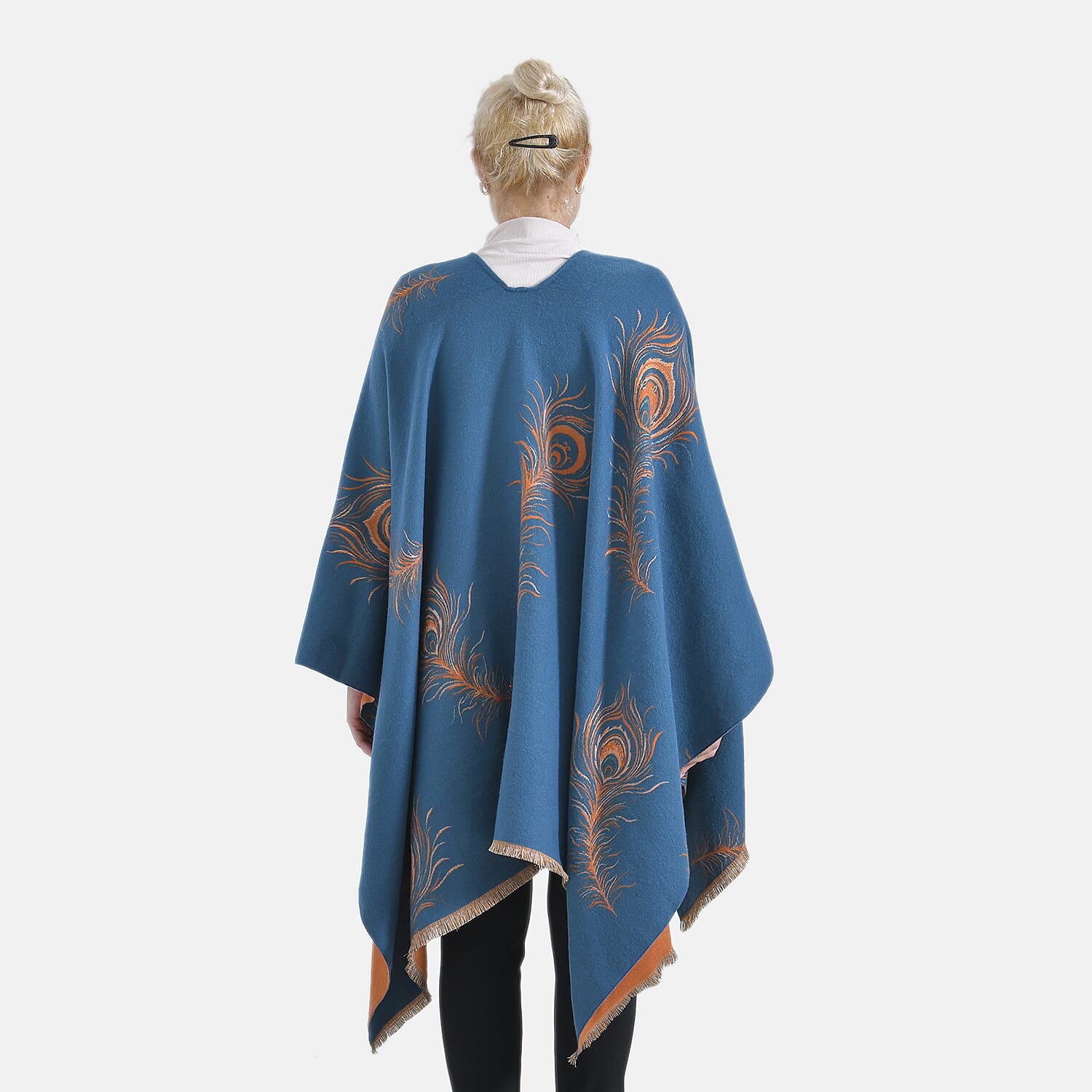 The Most Sumptuous Scarf at TJC - Super Soft Peacock Feather Print Wrap-on - Teal