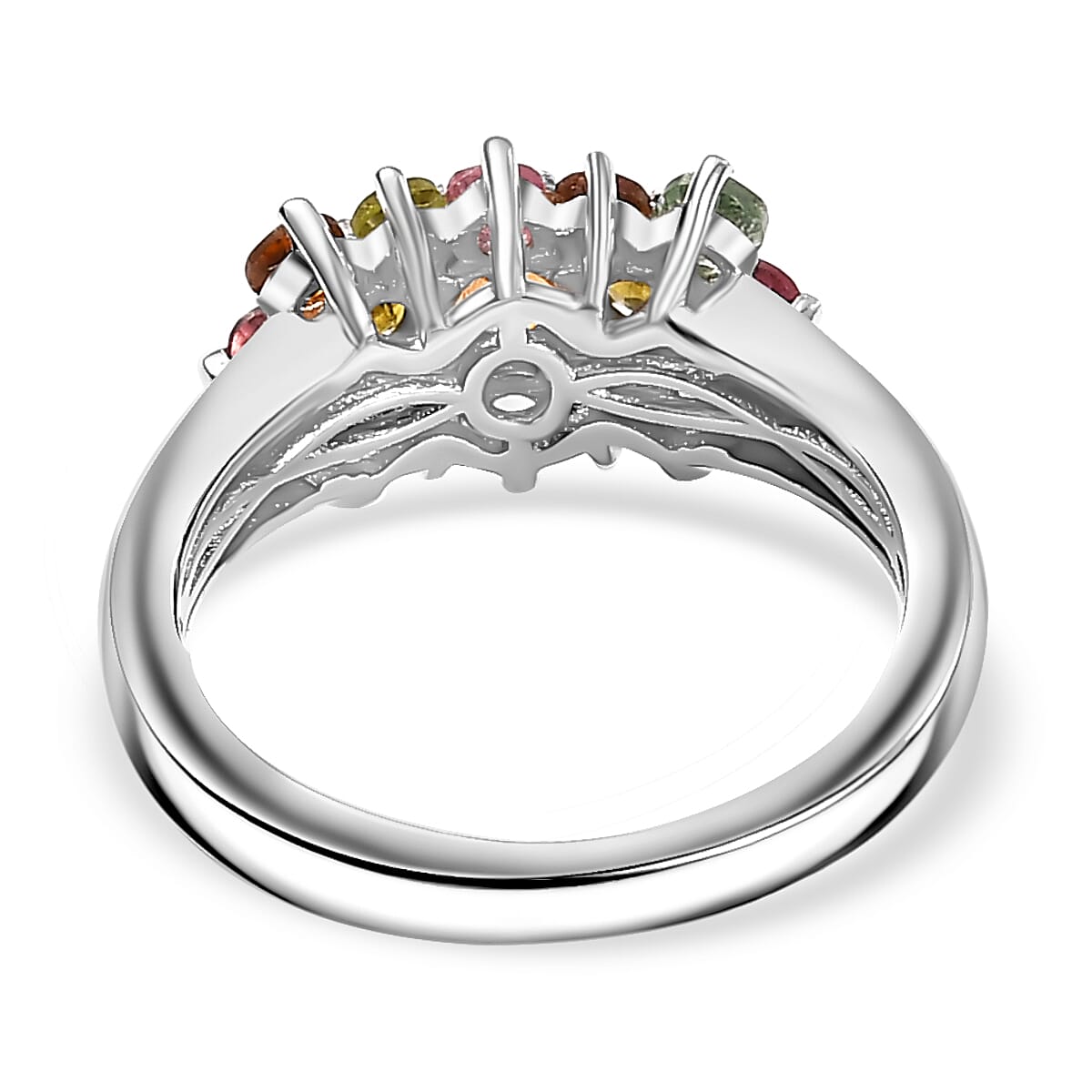 Multi-Tourmaline Ring in Rhodium Overlay Sterling Silver