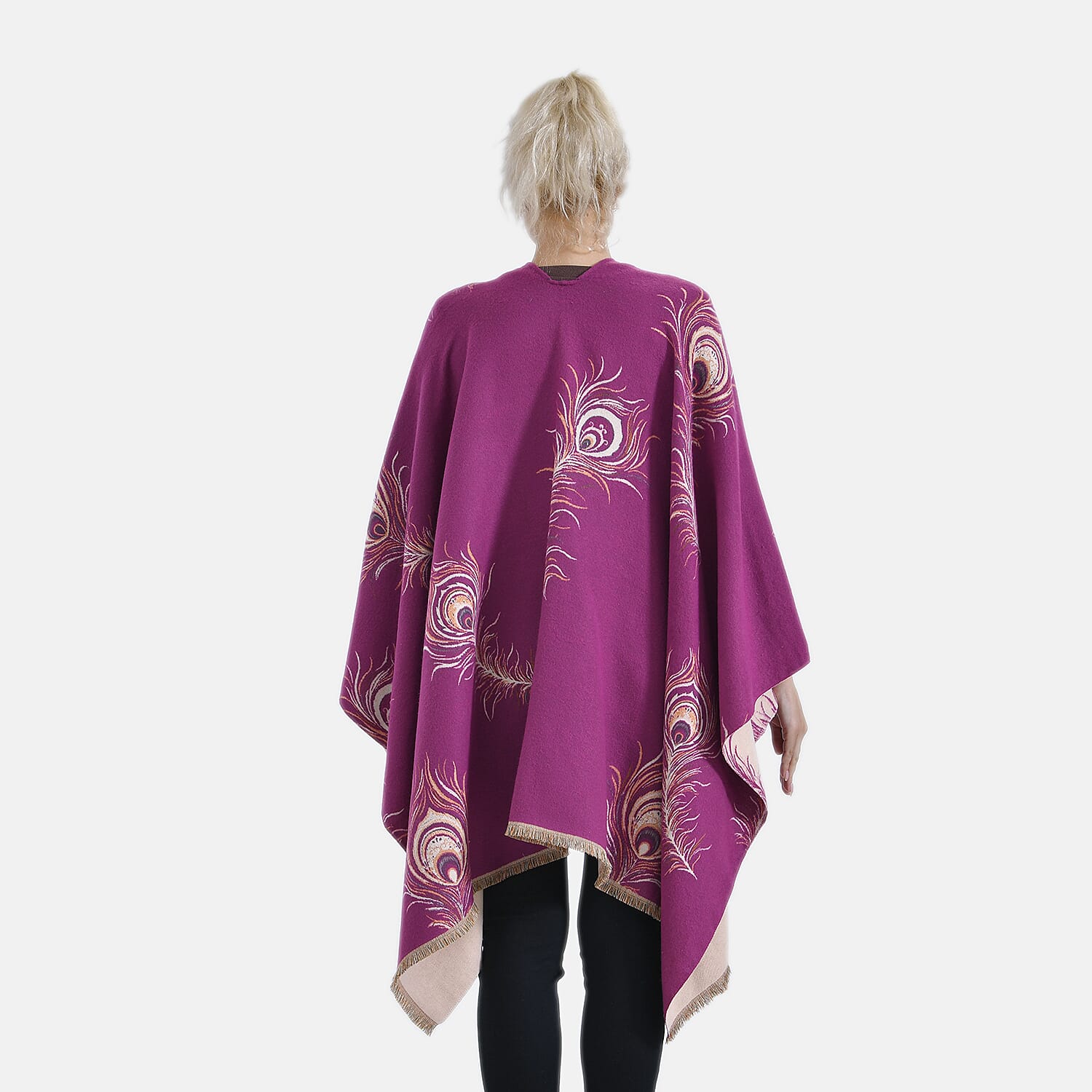 Closeout Deal Super Soft Peacock Feather Print Shawl - Pink