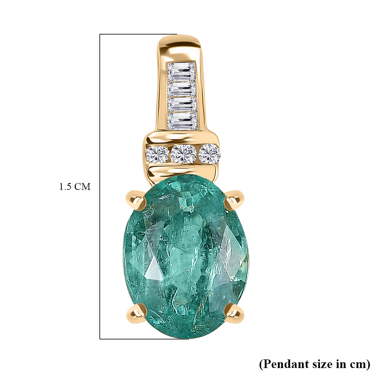 9K Yellow Gold AAA Zambian Emerald & White Diamond Pendant 1.16 Ct. 9K Yellow Gold AAA Zambian Emerald & White Diamond Pendant 1.16 Ct.