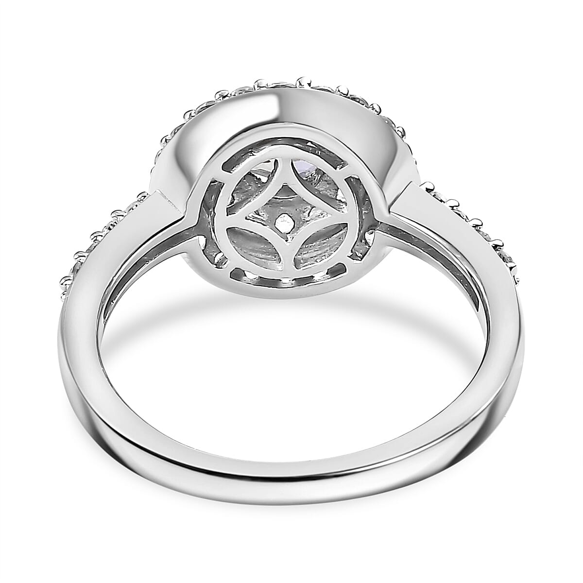 Peacock Tanzanite, White Zircon Main Stone With Side Stone Ring in Rhodium Overlay Sterling Silver 1.411 Ct.