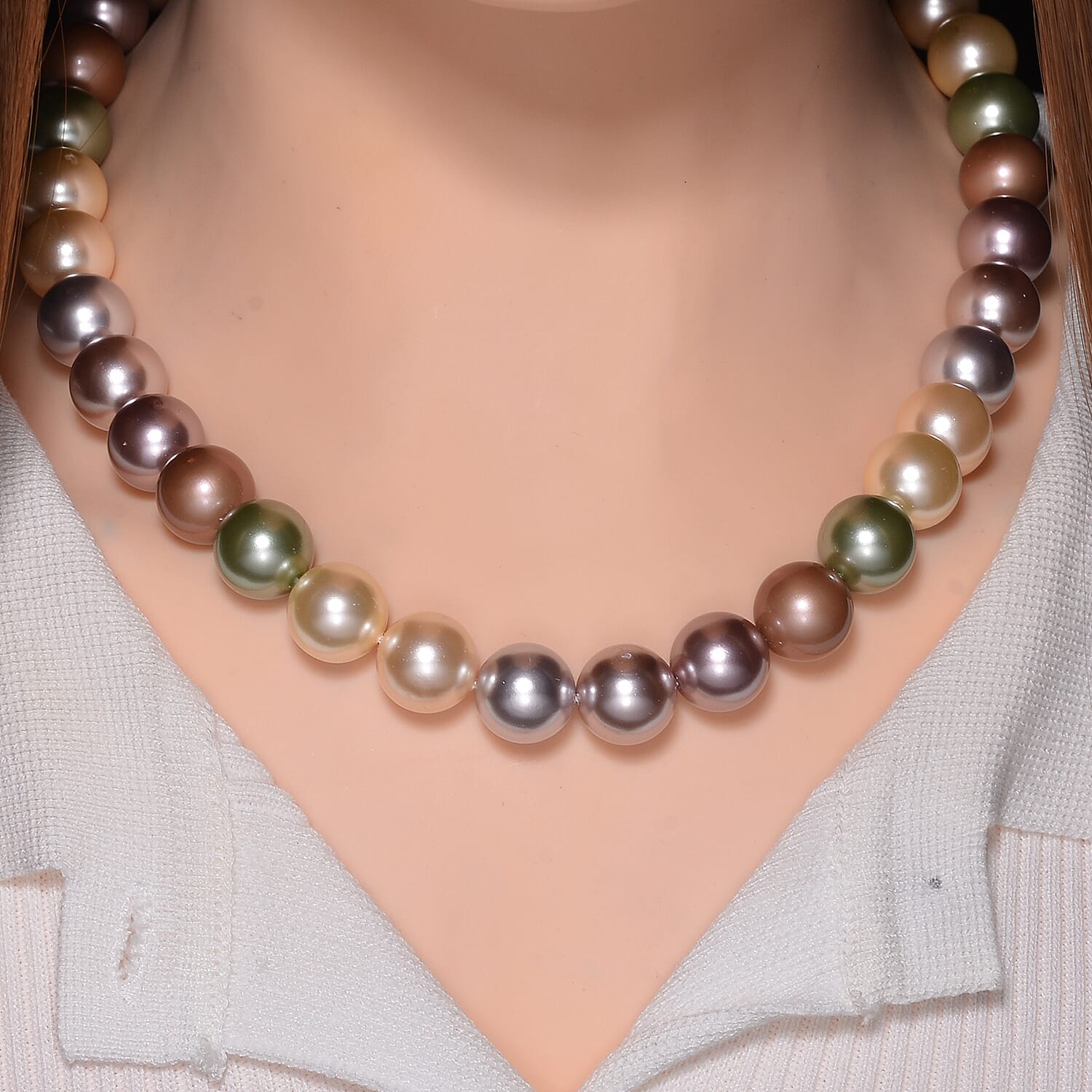 Multi Color Shell Pearl Necklace (Size - 20) Pure White Stainless Steel 630.00 ct 630.000 Ct.
